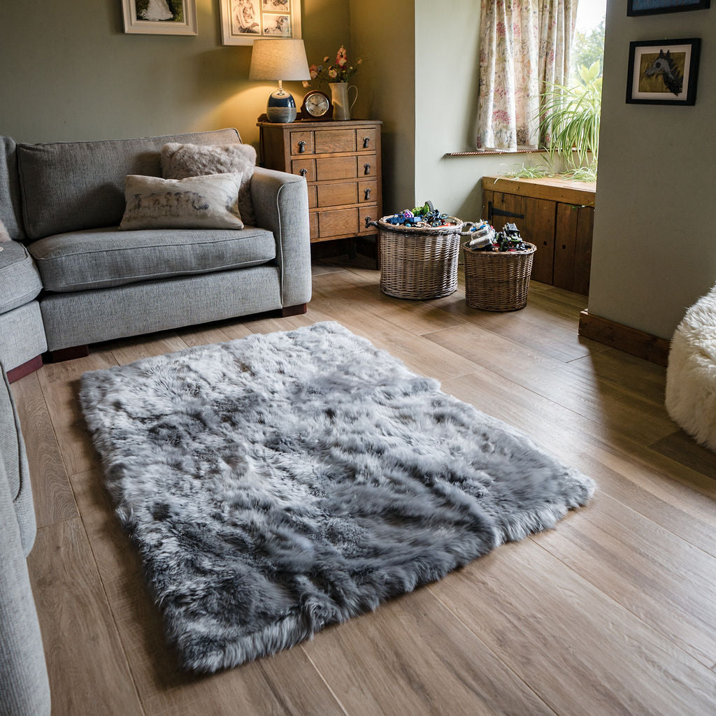 Icelandic Grey Sheepskin Rug with Straight Edges (Shorn) - Custom Made