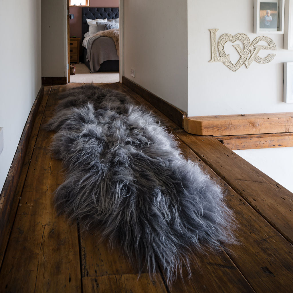 Icelandic Sheepskin Rug Grey Runner Small (Double)