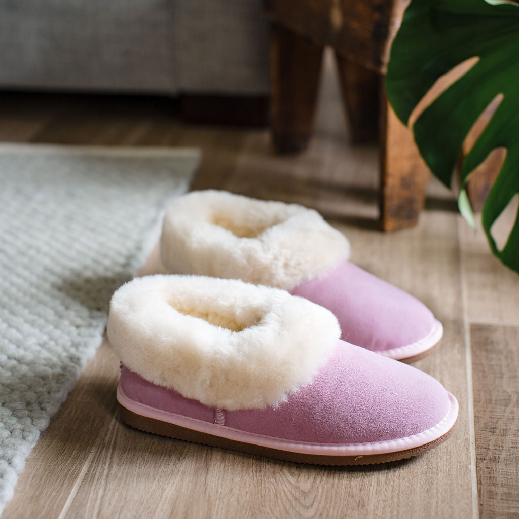 Deluxe Ladies 'Beccy' Sheepskin Slipper Boot - Rose