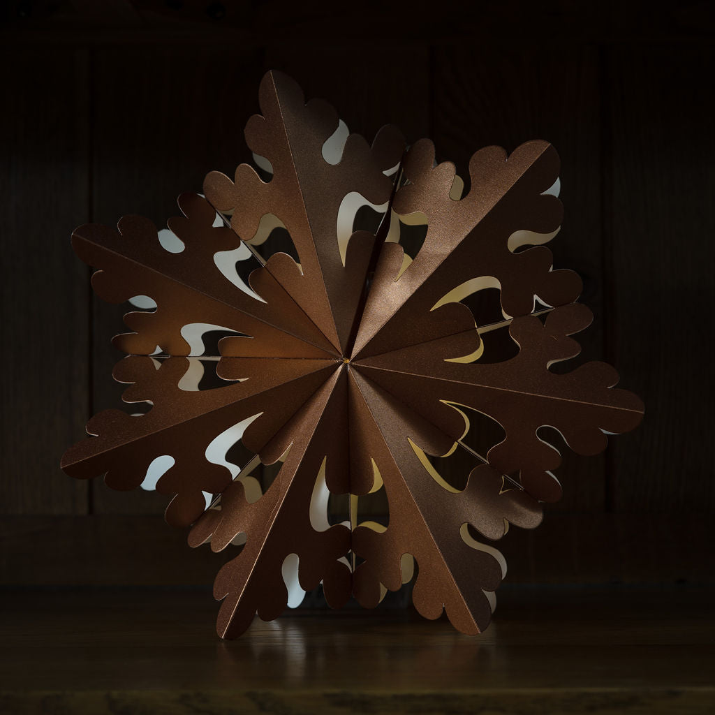 Copper Fern Lit Snowfold Hanging Decoration