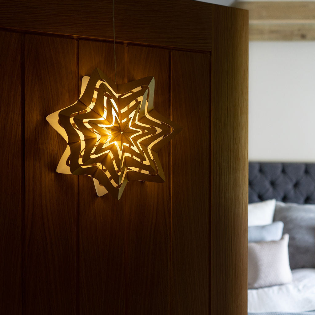 Gold Needle Lit Snowfold Hanging Decoration