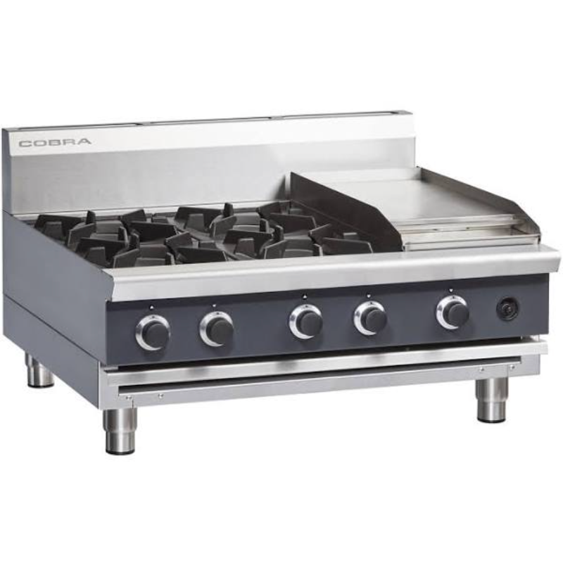 Blue Seal Cobra C9C-B Countertop 6 Burner Gas Cooktop & Griddle Plate