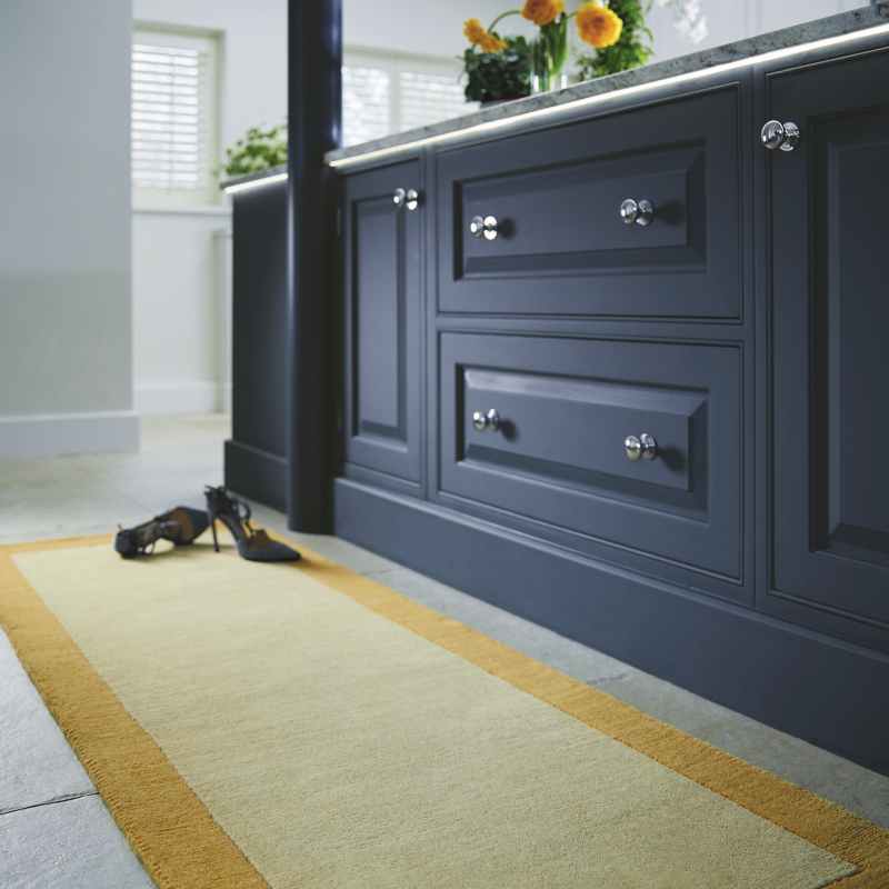 Origins Borders Wool Hallway Runner Rugs in Ochre