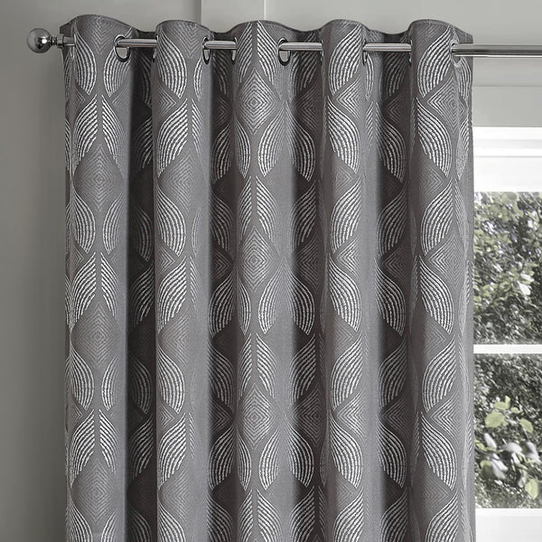 Intimates Buxton Jacquard Grey Readymade Eyelet Curtains