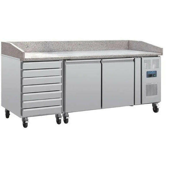 Polar U-Series CT423 Double Door Pizza Counter And Dough Drawers 290 Ltr