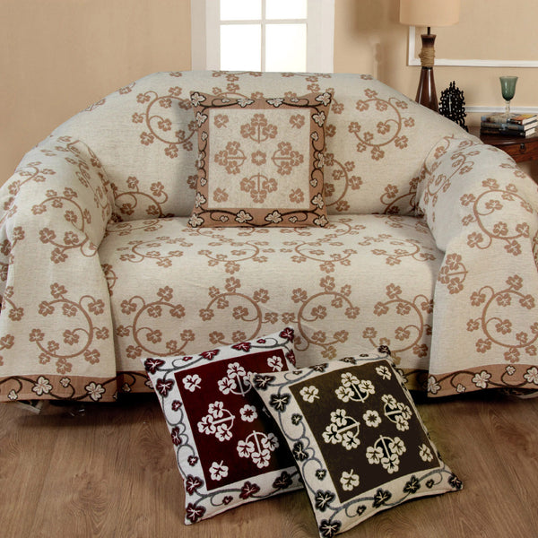 Ashley Mills Luxury Floral Chenille Chocolate Throw