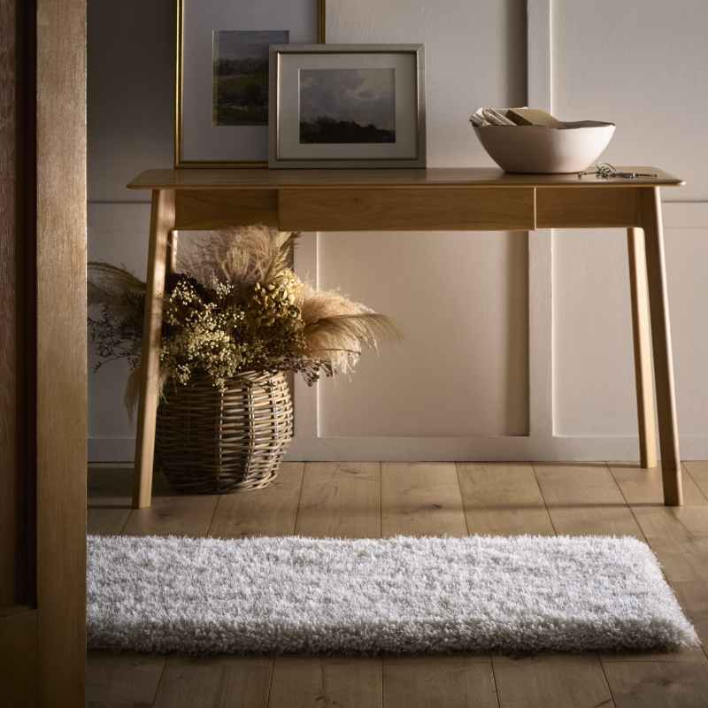 Chicago Shaggy Modern Plain Runner Rugs in Cream