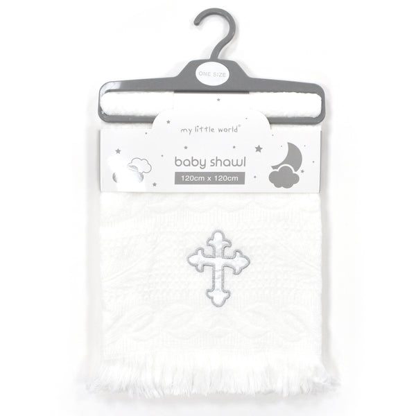 My Little World Newborn Baby Embroidered Christening Shawl