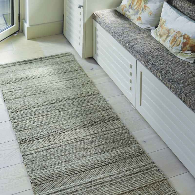 Origins Chunky Knit Wool Hallway Runner Rugs in Natural Grey