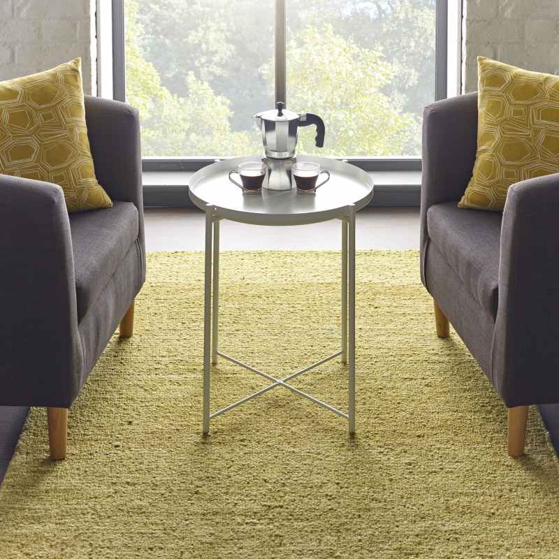 Country Tweed Plain Wool Rugs in Autumn Gold