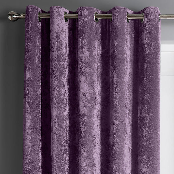 Intimates Mauve Crushed Velvet Ready Made Eyelet Curtains