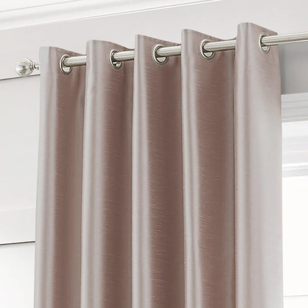 Intimates Blush Pink Faux Silk Eyelet Curtains