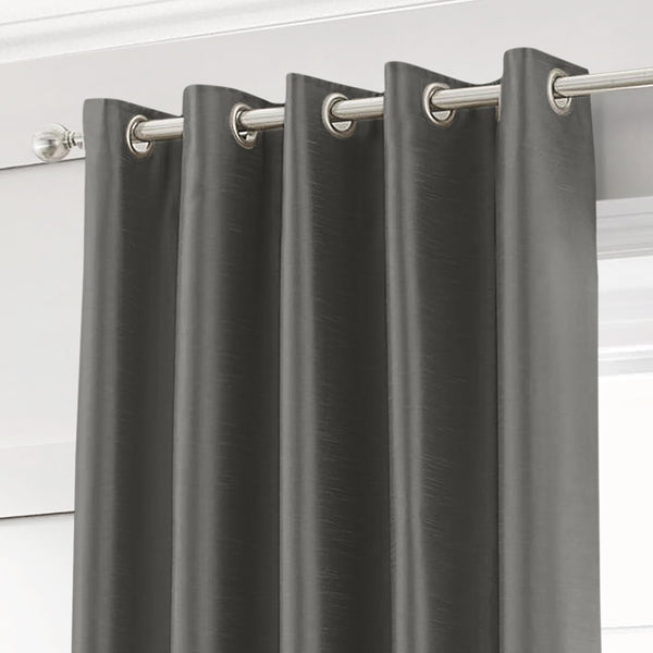 Intimates Charcoal Faux Silk Eyelet Curtains