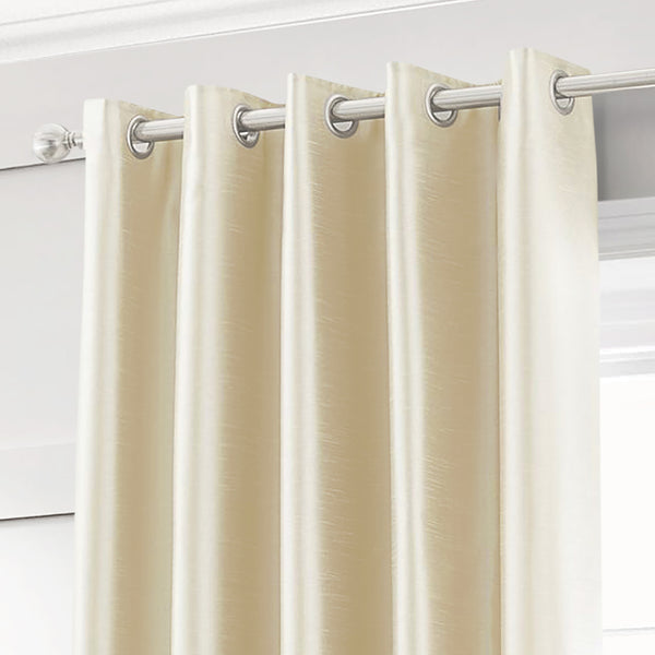 Intimates Cream Faux Silk Eyelet Curtains