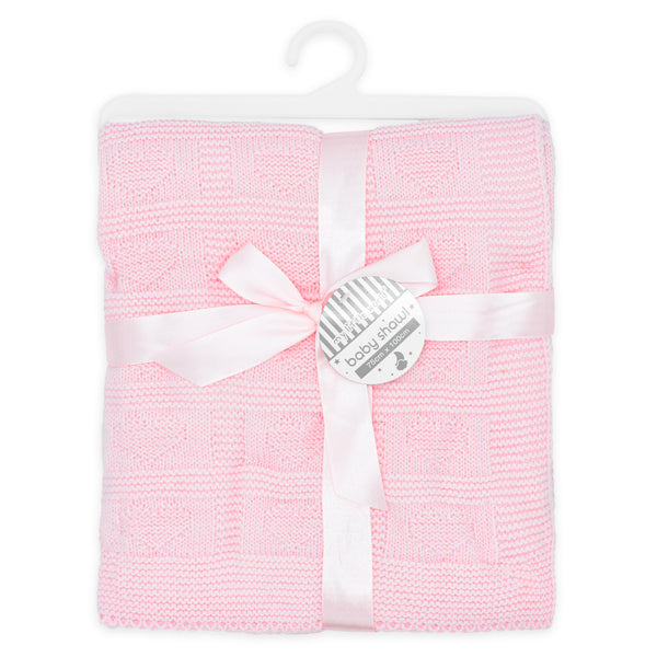 My Little World Pink Knitted Baby Shawl