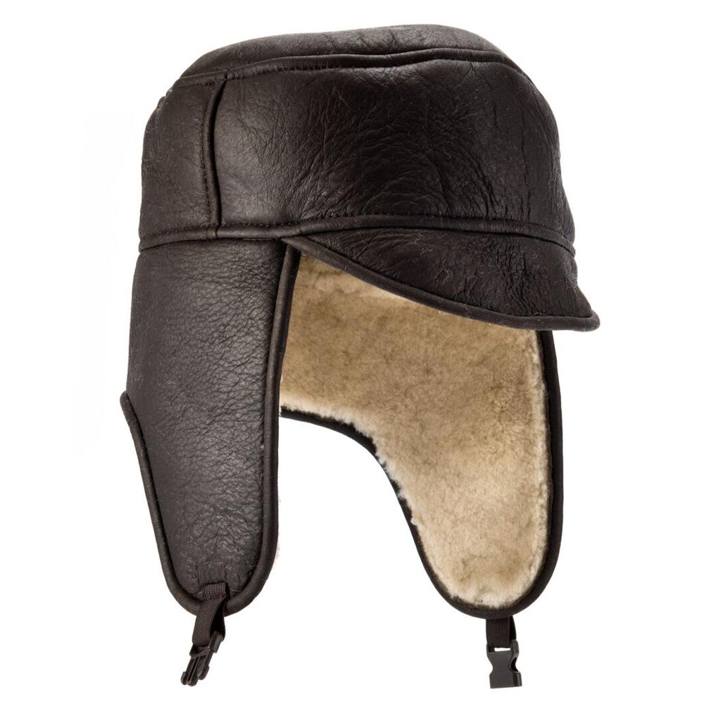 Mens 'Harrison' Dark Brown Sheepskin Aviator Hat