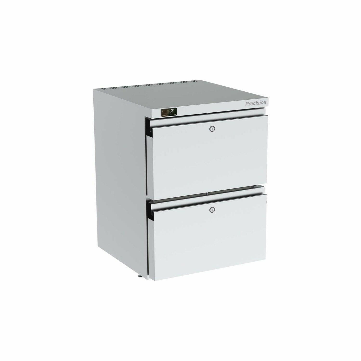 Precision HPU 152 Stainless Steel 2 Draw Undercounter Fridge 150 Litres