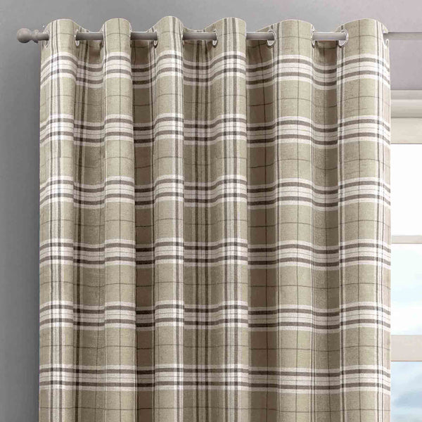 Intimates Hugo Check Cream Ready Made Eyelet Curtains