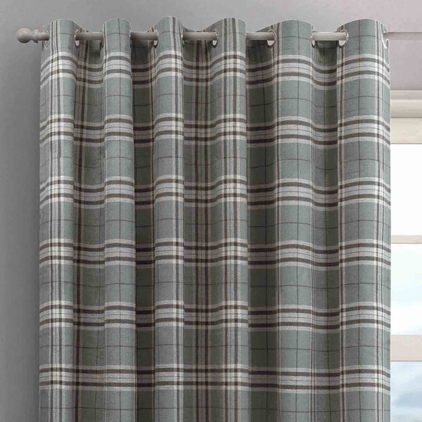 Intimates Hugo Check Grey Ready Made Eyelet Curtains
