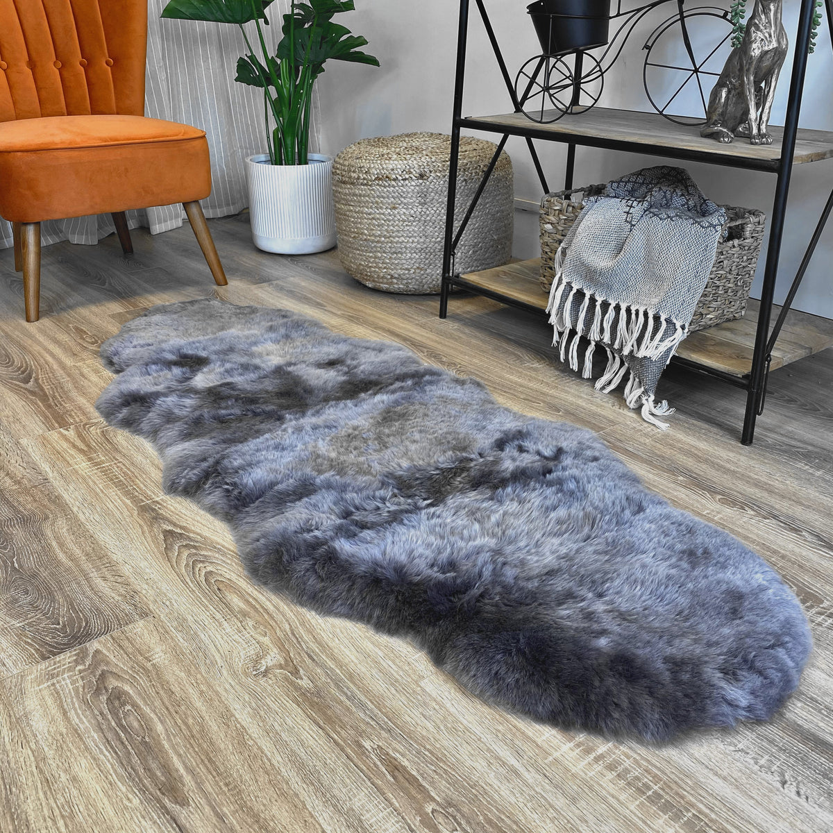 Icelandic Shorn Sheepskin Rug Grey Brisa Runner (Double)