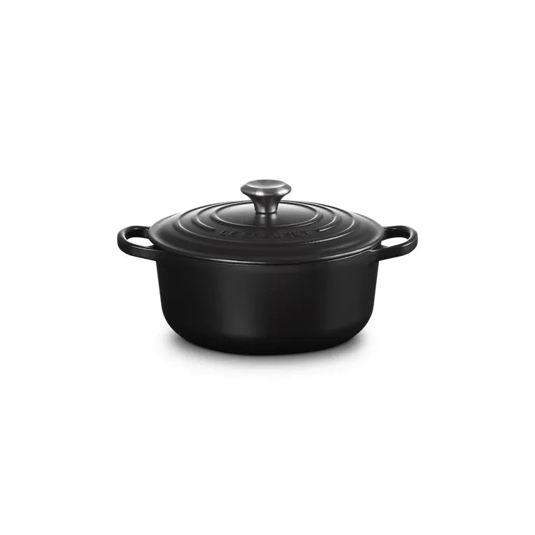 Le Creuset Satin Black Cast Iron Round Casserole 24cm 4.2 Litres