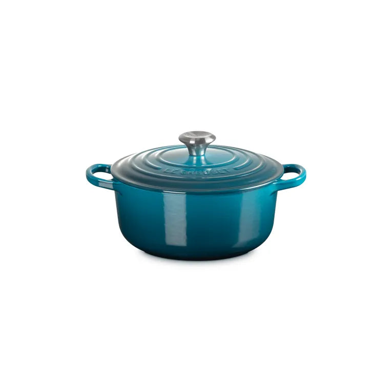 Le Creuset Teal Cast Iron Round Casserole 24cm 4.2 Litres