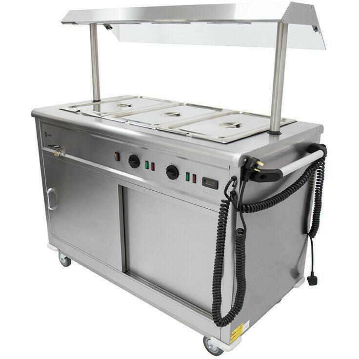 Parry MSB12G Heated Bain Marie Top Mobile Servery With Gantry 1305mm