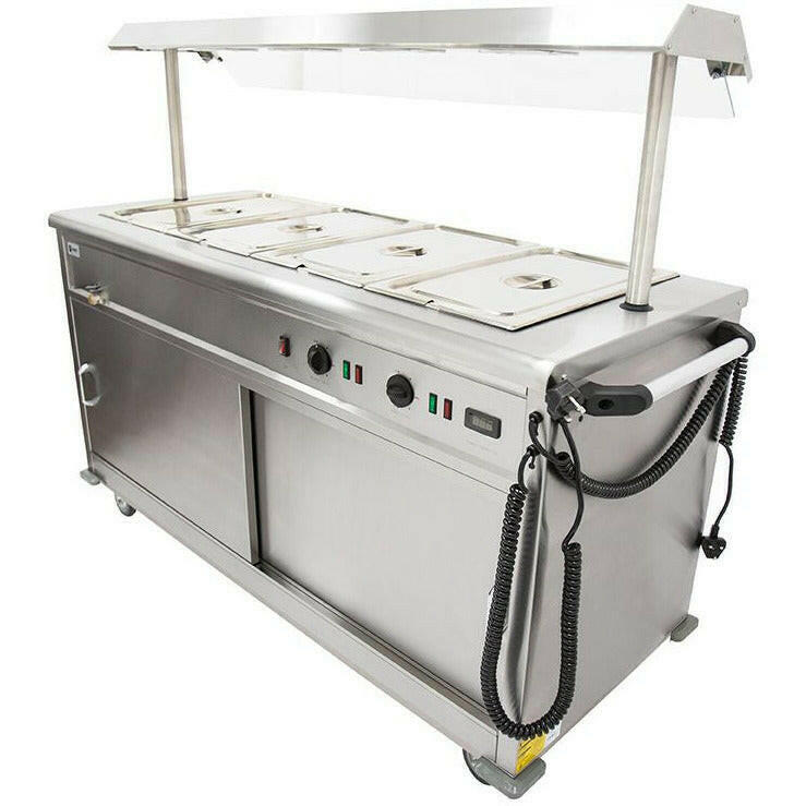 Parry MSB15G Heated Bain Marie Top Mobile Servery With Gantry 1655mm