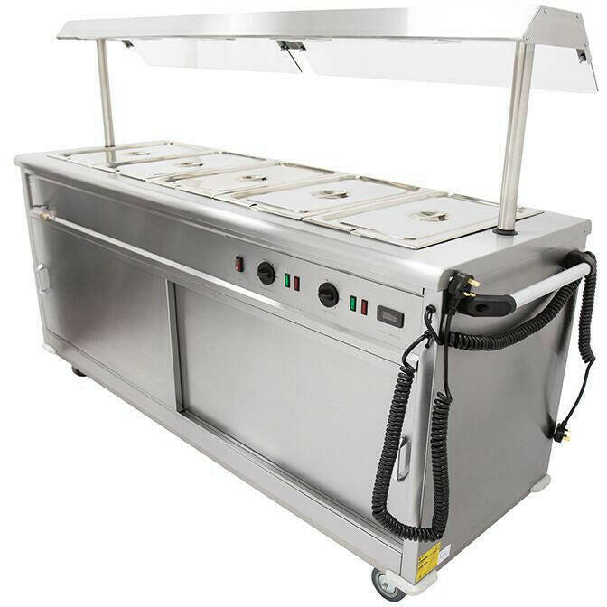 Parry MSB18G Heated Bain Marie Top Mobile Servery With Gantry 1955mm