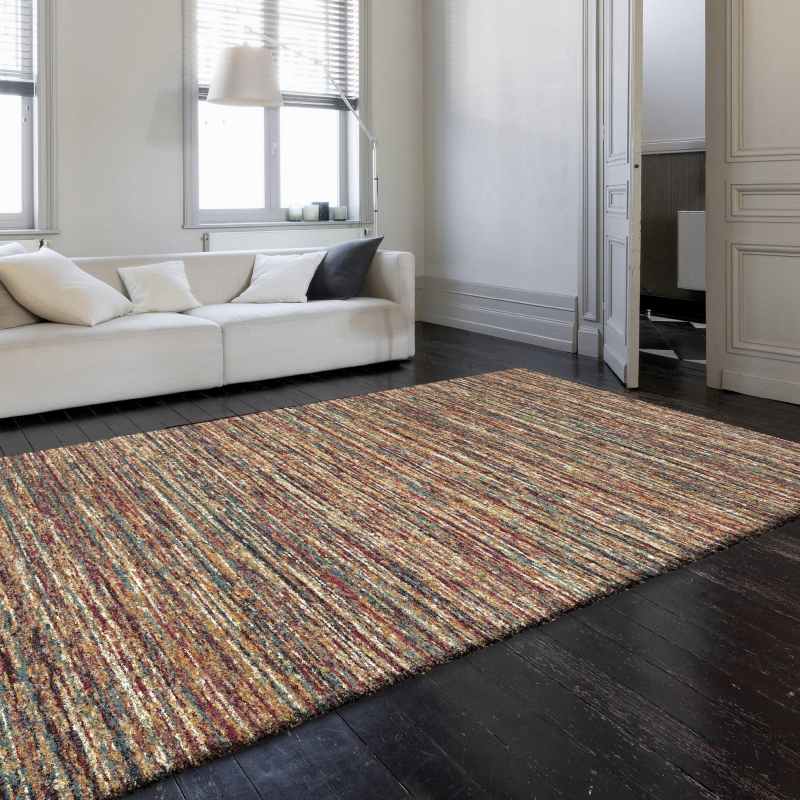 Mehari 23067 2959 Abstract Shaggy Rugs in Rust Multi