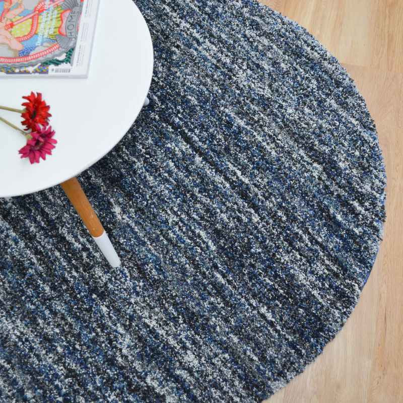 Mehari 23067 6141 Abstract Shaggy Circle Rugs in Blue