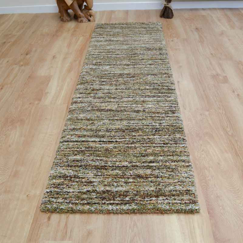 Mehari 23067 4275 Abstract Shaggy Runner Rugs in Green