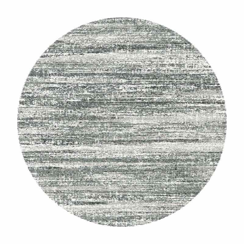 Mehari Shaggy Striped Circle Rugs 23094 6258 in Grey