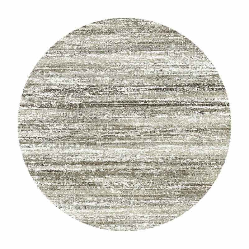 Mehari Shaggy Striped Circle Rugs 23094 6828 in Beige