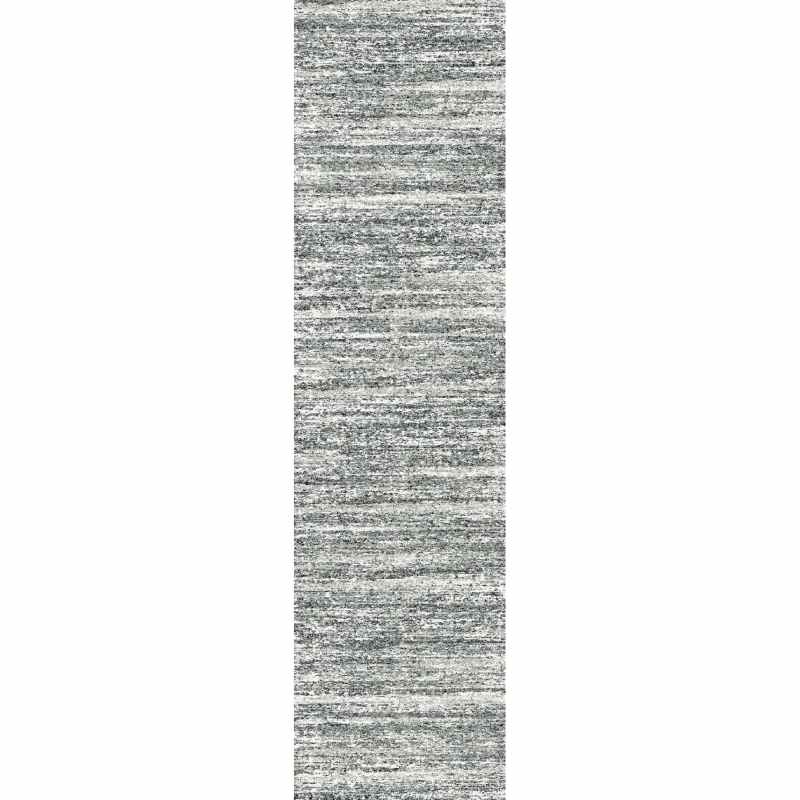 Mehari Shaggy Striped Runner Rugs 23094 6258 in Grey