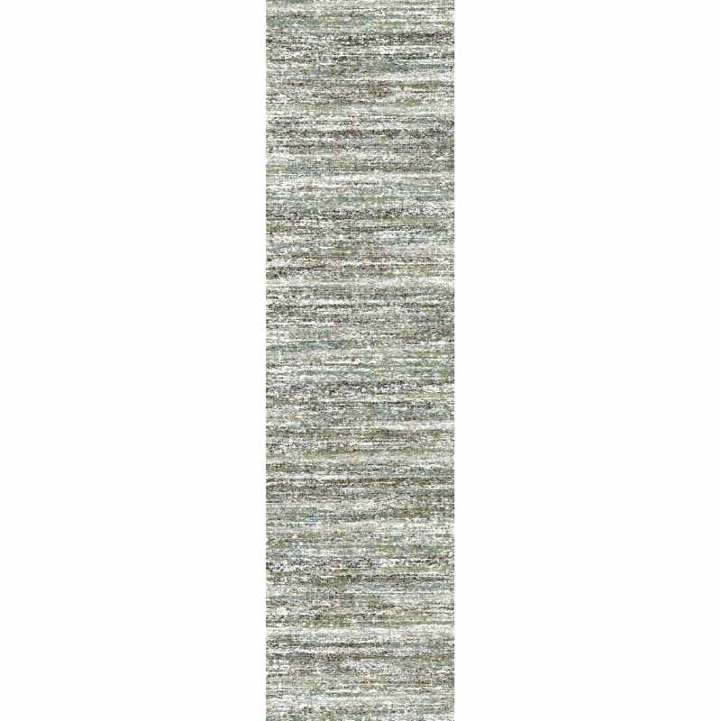 Mehari Shaggy Striped Runner Rugs 23094 6959 in Teal Blue