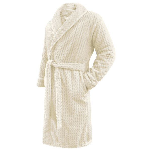 Velosso Moda Chevron Flannel Cream Bath Robe