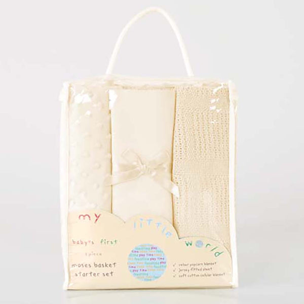 My Little World Cream 3-Piece Moses Basket Starter Set