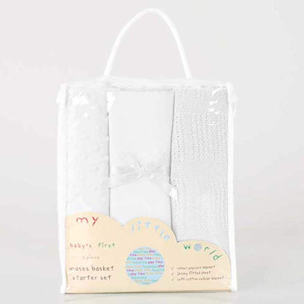 My Little World White 3-Piece Moses Basket Starter Set
