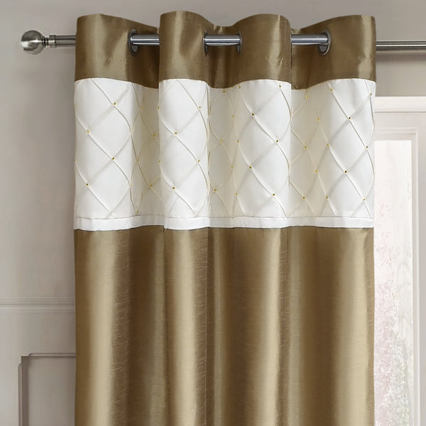 Intimates Natasha Latte Pleated Ready Made Eyelet Curtains