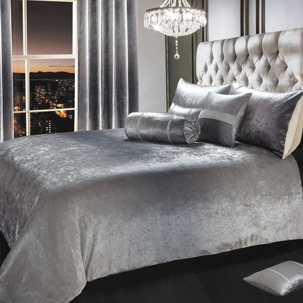 Intimates Ombre Crushed Velvet Grey Duvet Cover & Pillowcase Set