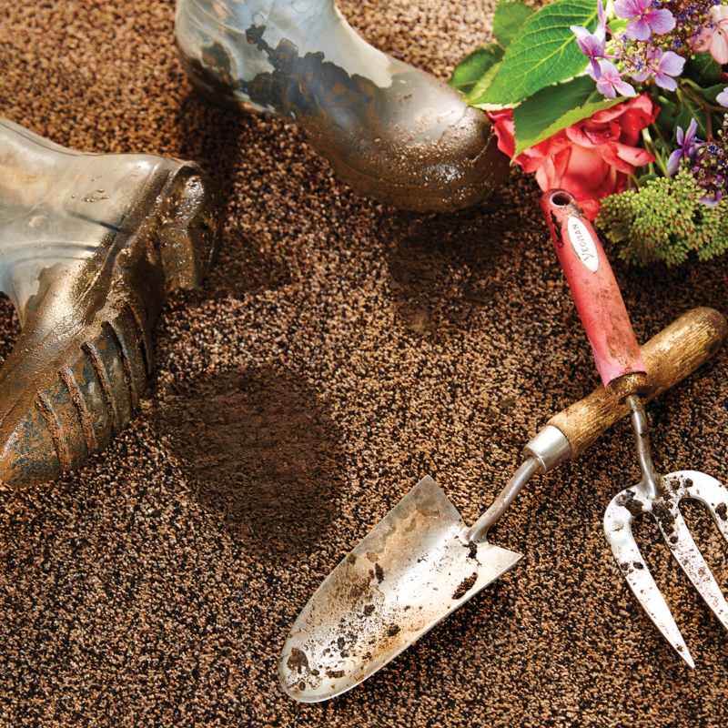 Plain Fleck Washable Hug Rug Doormat in Coffee