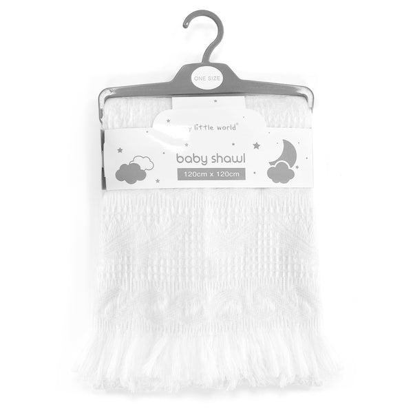 My Little World Nursery Plain Baby Shawl White