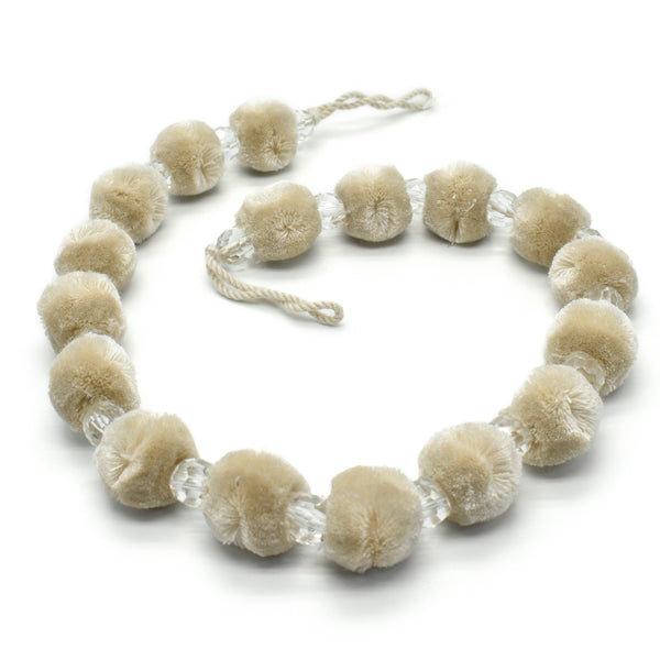 Intimates Luxury Pom Pom Crystal Cream Curtain Tieback