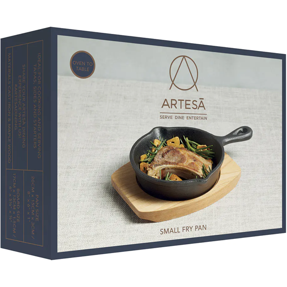 Artesà Cast Iron 20cm Round Small Fry Pan with Board