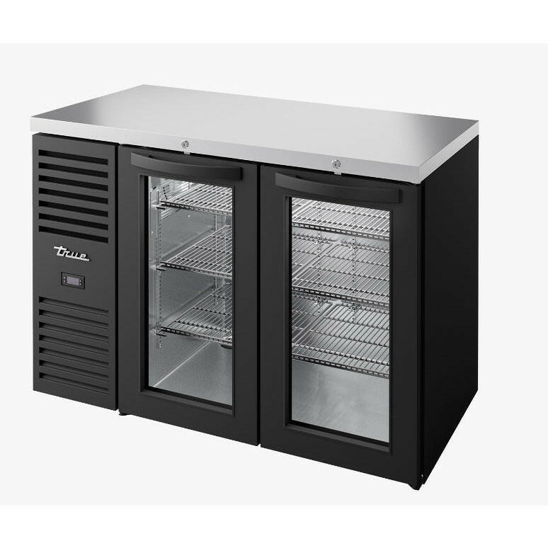 True TBR48-RISZ1-L-B-GG-2 Double Glass Door Undercounter Black Bar Fridge 440 Litres