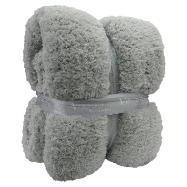 Velosso Teddy Silver Sherpa Blanket