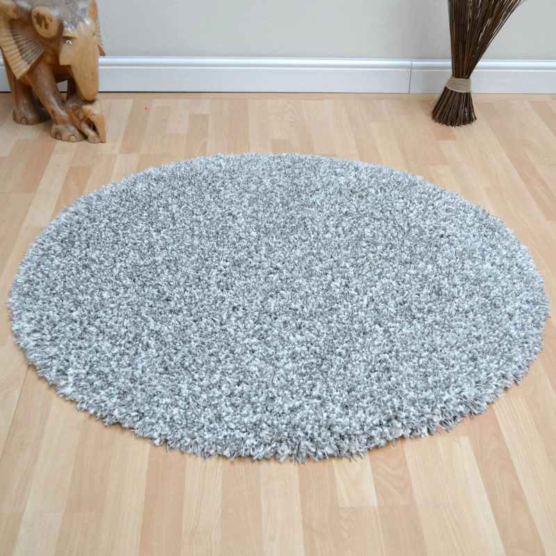 Twilight Speckled Shaggy Circle Rugs 39001 6699 in White Silver