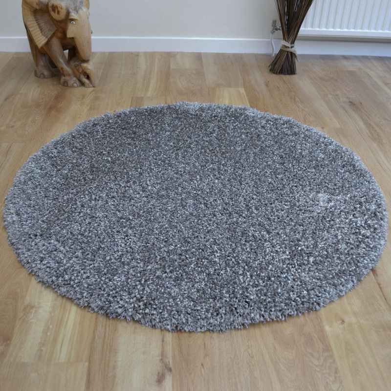 Twilight Speckled Shaggy Circle Rugs 39001 9999 in Silver