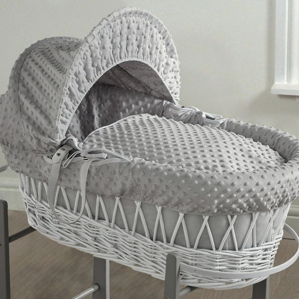 My Little World White Wicker Basket & Grey Popcorn Dressing